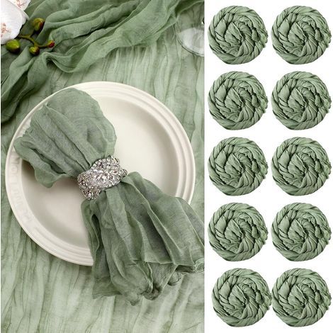 Lot de 36 serviettes en gaze froissées rustiques pour décoration de maison, fête de mariage, dîner, table de SaintValentin, 49,7 x 49,1 cm (beige) (1/5)