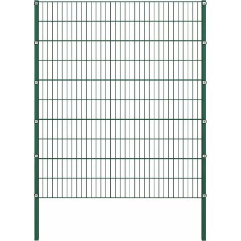 Fence Panel with Posts Iron 176,5x200 cm Green vidaXL