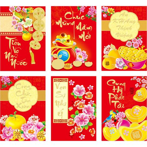 Enveloppe rouge vietnamienne 2024, année du Dragon - Nouveau design créatif (VN1207) (1/2)