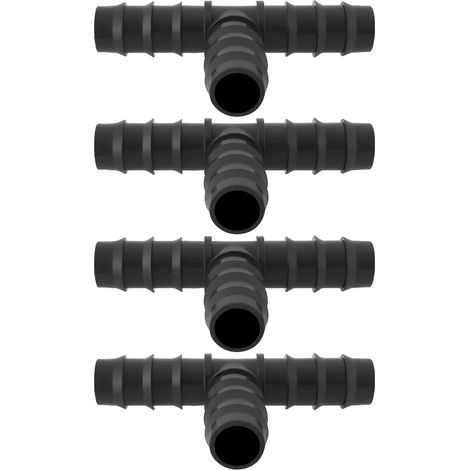 CCYKXA Schwarze 4-teilige T-Schlauchverbinder aus Kunststoff für Tropfbewässerungsschläuche, Garten-Stichverbinder für 20-mm-Tropfsystem