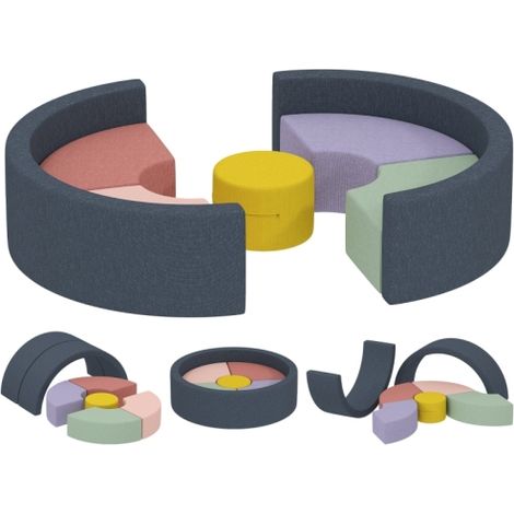 7-teiliges Weichbauklötze-Set für Kleinkinder, Schaumstoff, waschbarer Cordbezug, verschiedene Formen, Bunt 
On-Site