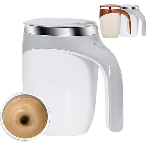 Tasse à café auto-mélangeante – 380 ml – Blanc – Rechargeable – Refroidissement rapide – Antidérapant (1/5)