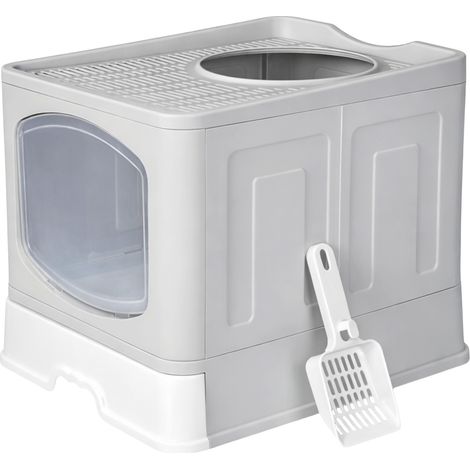 Skylos Cat Litter Box Foldable Entry Top Exit Anti Tracking Cat Litter Tray
