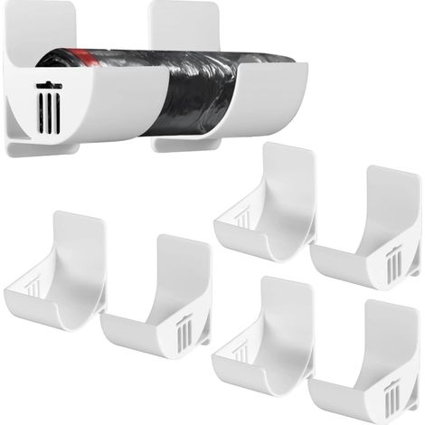 Lot de 8 supports en aluminium pour portes d'armoire Support mural Perforation non Support de sac poubelle autocollant Organiseur de cuisine