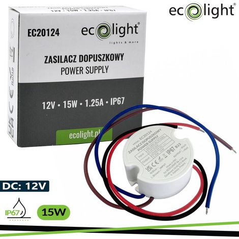 ALIMENTATORE 12V 15W IP67 1,25A 50X50X22MM (1/3)
