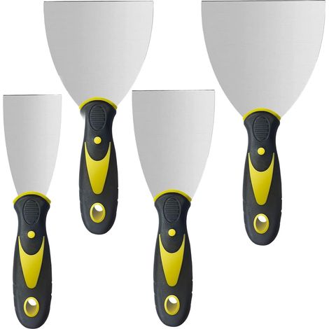 Set mit 4 Spachteln in verschiedenen Größen, für Trockenbaureparaturen, Farbentfernung, Ausbesserungsarbeiten, Heimwerkerprojekte und (1/5)