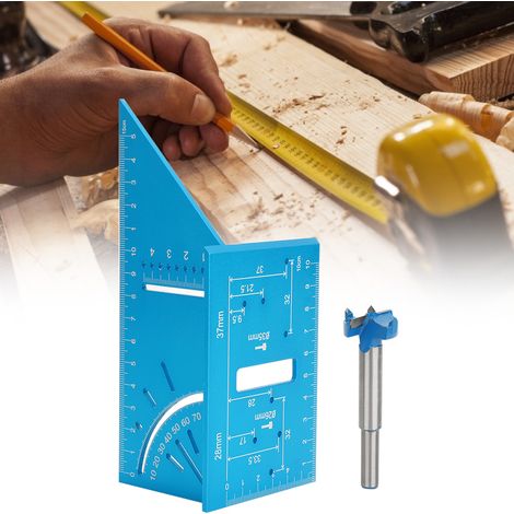 Multifunktionale Winkelmesslehre aus Aluminiumlegierung für 45/90-Grad-Positionierung (Winkelmesslehre, 26-mm-Lochöffner) (1/5)