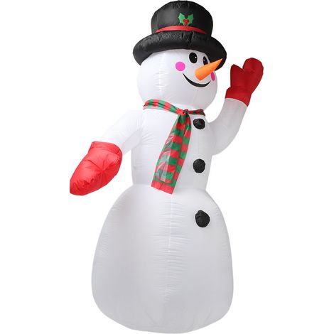Bonhomme de neige gonflable de 2,4 m de haut pour Noël - Décoration extérieure pour cour ou jardin - Prise UE 220 V (1/5)