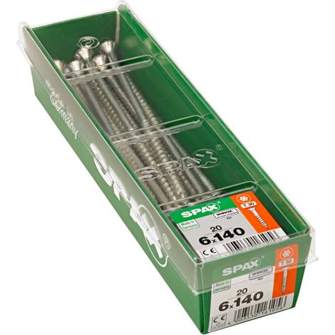 Set di 20 viti SPAX Torx in acciaio a testa svasata, Diam.6 mm x L.140 mm SPAX