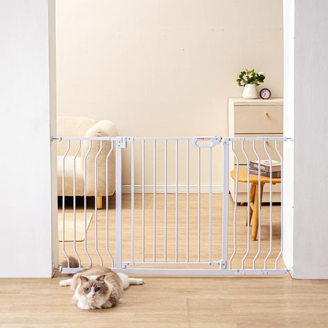 Mophorn – Barrière de sécurité extensible 75-135 cm – Hauteur 76 cm – Installation sans perçage – Ouverture 180° – Double verrouillage – Pour enfants et animaux