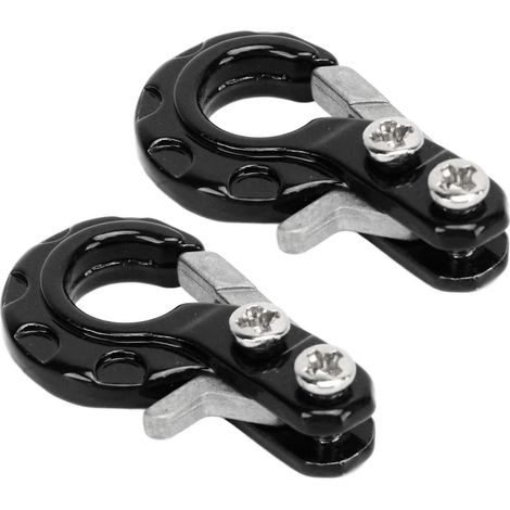 Lot de 2 crochets de treuil en alliage d'aluminium pour câble de traction de course, compatibles avec les voitures RC tout-terrain 1/10 (noir). (1/5)