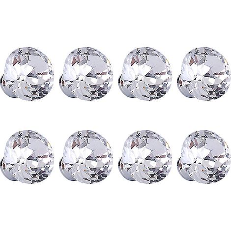 Lot de 8 boutons de porte en cristal pour mini-boîtes à maquillage, boîtes à bijoux et coffrets cadeaux, poignées à un trou (argenté-blanc) (1/3)