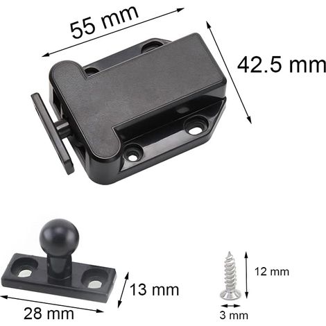 Lot de 6 - Loquets À Libération Tactile Pour Placard Push To Open Non Magnétiques Pour Tiroir Fermeture Meubles Porte Armoire (1/5)