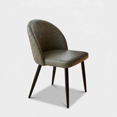 Fauteuil moderne en similicuir et métal Sissy - Gris tourterelle (1/5)