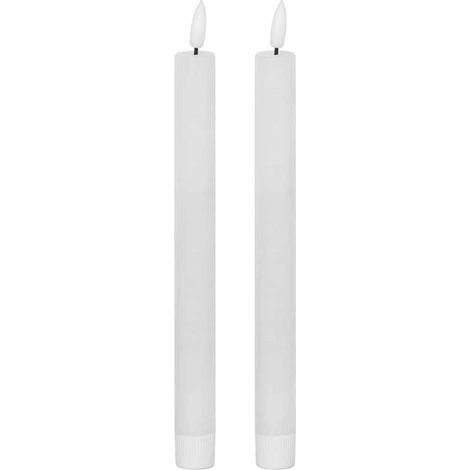 Luxe Collection Natural Glow Set of 2 LED Dinner Candles - Plastic/Wax - L2 x W2 x H25 cm - White
