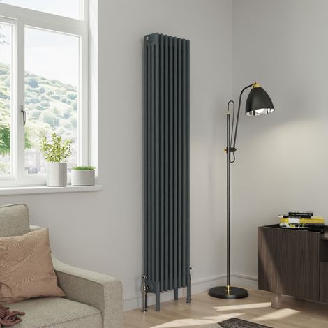 Warmehaus Traditional 4 Column Anthracite Radiator Cast Iron Style Radiators 1800x380mm