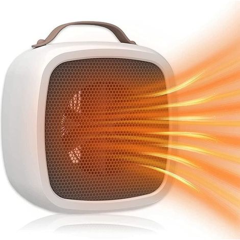 Tragbarer Heizlüfter, Winter-Mini-Keramik-Elektro-Heizlüfter, geeignet für Schlafzimmer, Büro, Wohnzimmer, leiser Heizlüfter mit geringem Verbrauch (weiß)