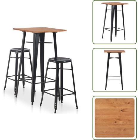 The Living Store 3-teiliges Bar-Set Stahl Schwarz - Barset (1/5)