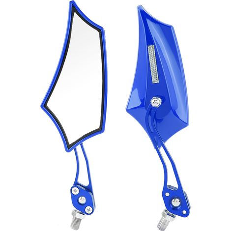 Universelle Seitenspiegel für Motorräder und Roller, Aluminium, 10 mm x 8 mm, blau, Paar Rückspiegel für Motorräder, verstellbare Lenkerspiegel, robustes Zubehör. (1/5)