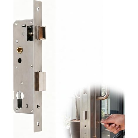 Serrure Inox Encastrable, 85x25mm, Serrure à Cadre Tubulaire, Loquet à Cadre Tubulaire, Serrure en Aluminium à Larder, pour Porte d'Entrée et Porte du Jardin (1/5)