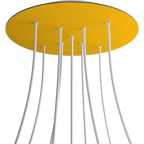 creative cables Rose-One Rosette XXL ronde, diamètre 400 mm avec 9 trous X et 4 trous latéraux - Mustard, White (1/5)
