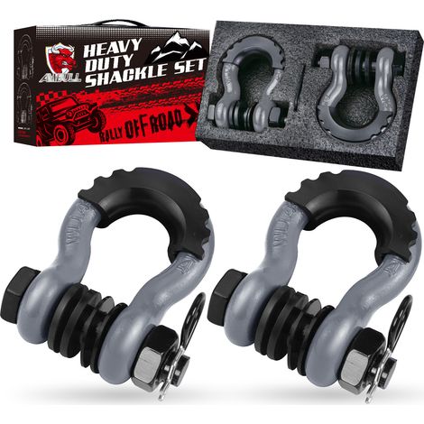 3/4 Zoll D-Schäkel (2er-Pack), Bruchfestigkeit 20T, mit 7/8 Zoll Bolzen, geeignet für Anhängergurte, Winden, Geländewagen usw.