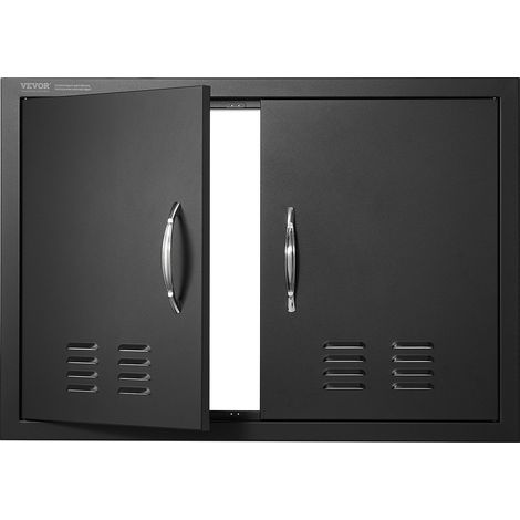 Porte d'Accès pour Barbecue, Double Porte de Cuisine Extérieure 762x533x46 mm, Porte Encastrée Plaque Froide, Réversible, avec Poignées et Évents, pour Îlot de Barbecue, Placard Extérieure (1/5)