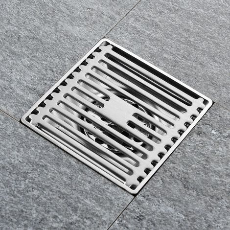 Grille à déchets de sol carré en acier inoxydable, drain de salle de bain, évier de cuisine, passoire de salle de douche 15cm (1/5)
