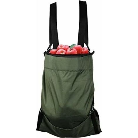Fruit Picking Apron - Large Heavy-Duty Oxford Cloth Fruit Picking Bag - Green Storage Pockets for Fruits and Vegetables with Adjustable Size for Women and Men - LIAIKI