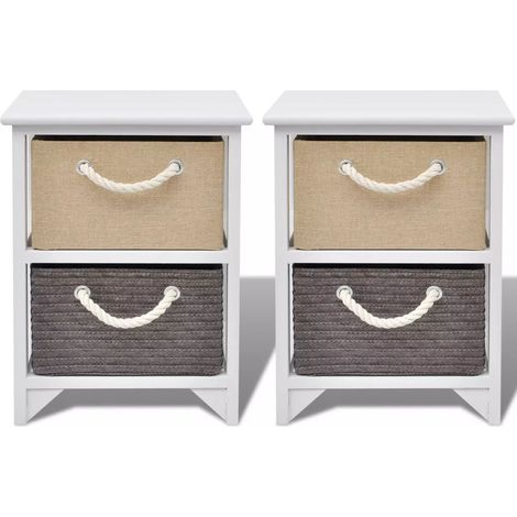 Mesita de noche cómoda mueble de dormitorio 2 piezas madera 1402074