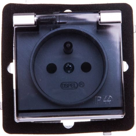 Sonata Spritzwassergeschützte Steckdose mit/ohne IP44 mit Abdeckungen, transparenter Klappe, matt silber GPH-1RZP/m/38/d
