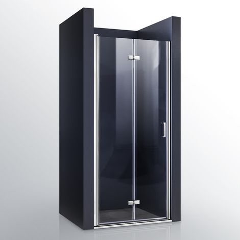 SIONNI porte de douche pliante en verre de sécurité transparent 6mm verre trempé de sécurité 76x195cm facile à nettoyer (1/5)