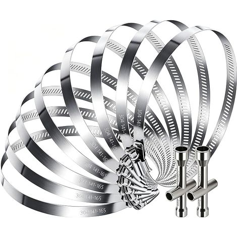 6 Pouces Collier de Serrage Tuyau Ajustable, 141-165mm Ajustable Tuyau Clips, Réglable en Inox Serre, pour System de Ventilation, Applications Automobiles et Mécaniques, 8 pièces (1/5)