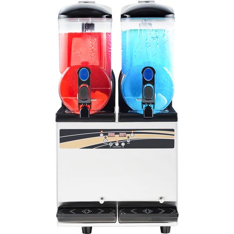 Mophorn Kommerzielle Frozen-Drink-Maschine, 2 x 15 L Slush-Maschine mit zwei Behältern, Edelstahl-Margarita- und Smoothie-Maschine für Zuhause, Partys, Restaurants, Cafés und Bars