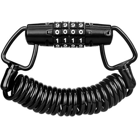 Antivol de Casque,Cadenas de Vélo avec 4 Chiffres,150CM Antivol Universel à Câble,Chaîne Antivol pour Vélo, Poussettes et Scooter peut Être Enroulé Automatiquement, Noir (1/5)