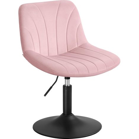 VASAGLE Sgabello da Trucco, Schienale, Sedia da Toeletta Regolabile in Altezza, Girevole a 360°, Camera da Letto Sala da Pranzo Postazione Trucco, Velluto, Rosa Pastello LJB160SA01 (1/5)