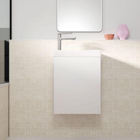 Mueble lavabo blanco 40x50x22 cm con lavabo de SMC - ELEMENTARY