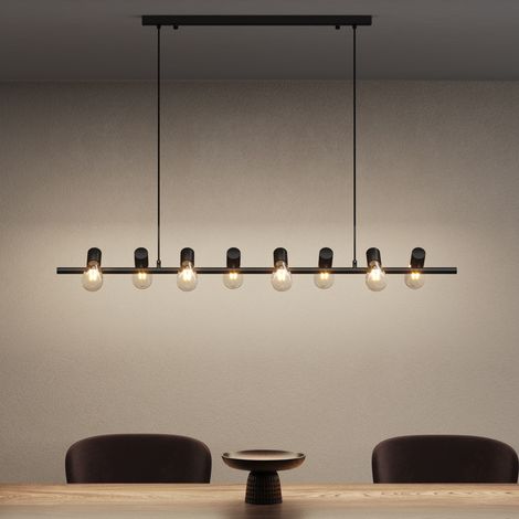 Pendelleuchte 120cm LED Hängelampe 8 Flammig 4000K Verstellbares Kabel E27 Schwarz Hängeleuchte für Esszimmer Wohnzimmer Schlafzimmer (1/5)