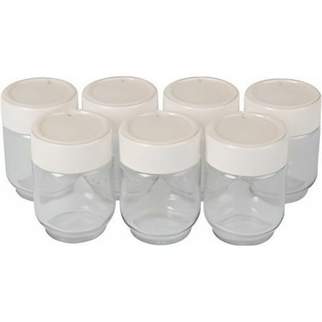 Moulinex A14A03 Vasos para Yogur de Vidrio Transparente Blanco