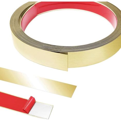 Bande métallique décorative autocollante en tôle d'acier inoxydable Moulures murales en stuc Mur écaille et bâton en acier inoxydable pour cheminée, cadre de miroir, meubles et décoration (1/4)
