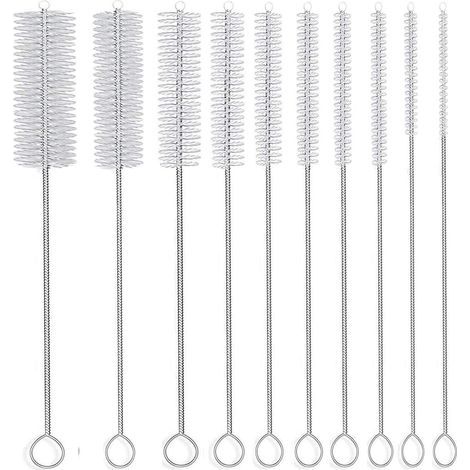 Brosse longue en paille, nettoyeur de tubes en nylon, 8 pouces, 10 diamètres différents (1/4)