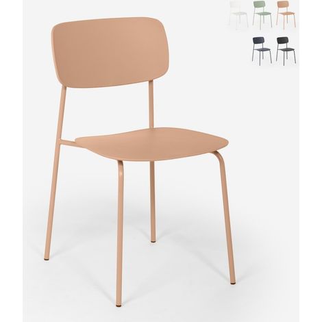 Sedia da pranzo in polipropilene e metallo cucina design moderno Josy - Rosa (1/5)