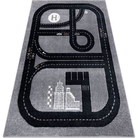 Teppich FUN Track für Kinder, Straße, Stadt grau grey 80x150 cm