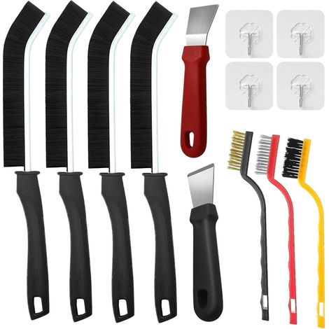 Brosse de nettoyage des fentes,Brosse de nettoyage à poils durs, multifonction pour joints cuisine salle de bain (13 pièces) (1/5)