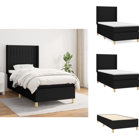 Boxspringbett mit Matratze Schwarz 100x200 cm Stoff - Boxspringbett - Doppelbett - Schlafraum - Bettgestell - Bettenrahmen (1/5)