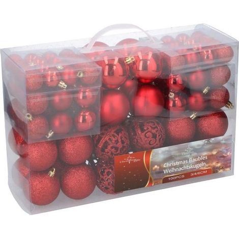 Rote Weihnachtskugeln - Set mit 100 Stück
