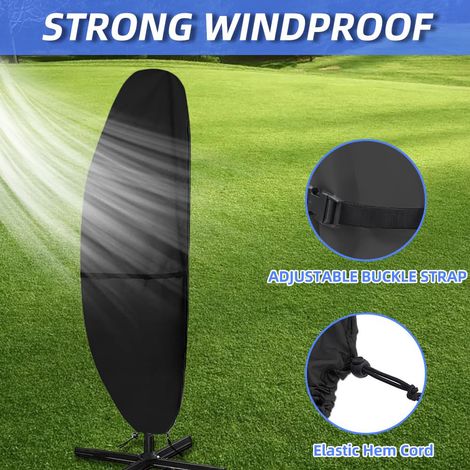 Ede Tissu 420D enduit d'argent (version sangle)265 : (507040) Housse de protection pour parasol, protection contre la pluie, pare-soleil et housse anti-poussière pour parasol romain (1/5)