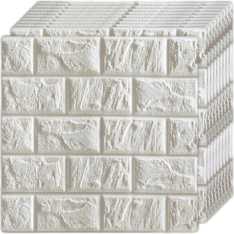 Lot de 10 panneaux muraux 3D, couverture de 30 cm, papier peint autocollant imprimable avec panneaux muraux en mousse PE imperméables auto-adhésifs à décoller et à coller pour décoration murale intéri