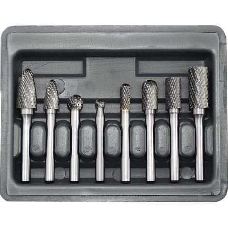8 Stück 6 mm Griff Wolframstahl Fräserfeile Doppelrille Drehbohrer Gravurkopf, Hartmetall