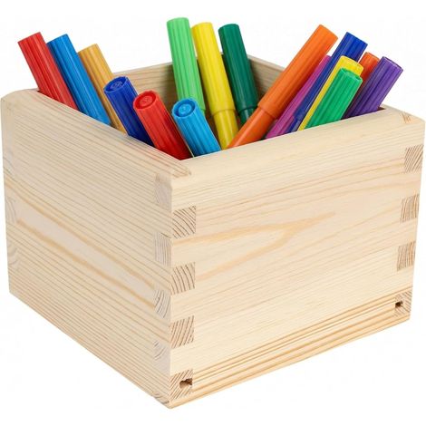 Creative Deco Organizer Scatola in Legno di Pino Naturale 12 x 12 x 9 cm Contenitore Portaoggetti Salvaspazio